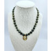 Pyrite hearts Evil Eye gold-plated charm necklace