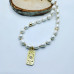 Freshwater Pearl rice shape Sun charm gold plated necklace