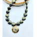 Pyrite hearts Evil Eye gold-plated charm necklace