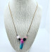 Aura Quartz, Rose Quartz, Black Obsidian cord necklace
