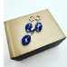 Faceted Blue Quartz oval Earrings and pendant set