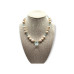 Freshwater Pearl, Raw Aquamarine Quartz, Czech glass, Zirconia charms choker necklace