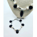Black agate and freshwater pearls set, necklace and bracelet