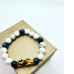 Howlite, Blue Tiger Eye, Pixiu Gold plated bracelet