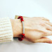Red Coral (lab created), Czech Glass, Zirconia charm bracelet 8 mm