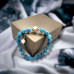 Aquamarine Quartz, Freshwater Pearl charm bracelet 8 mm