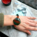 Green snd Red Agate Massive center stone bracelet